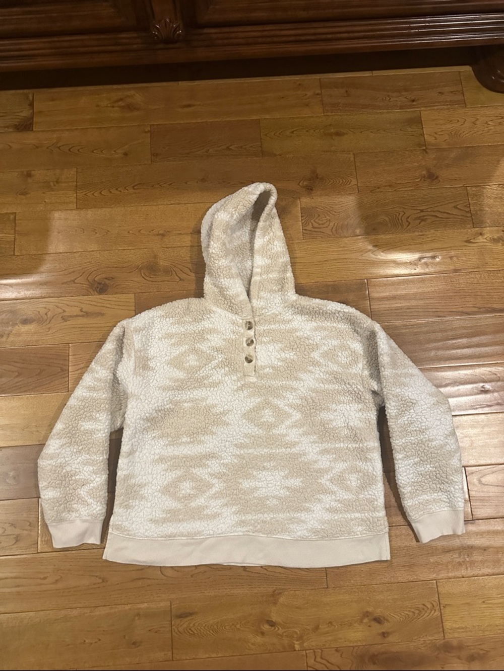 Sonoma Cream Patterned Sherpa Hoodie